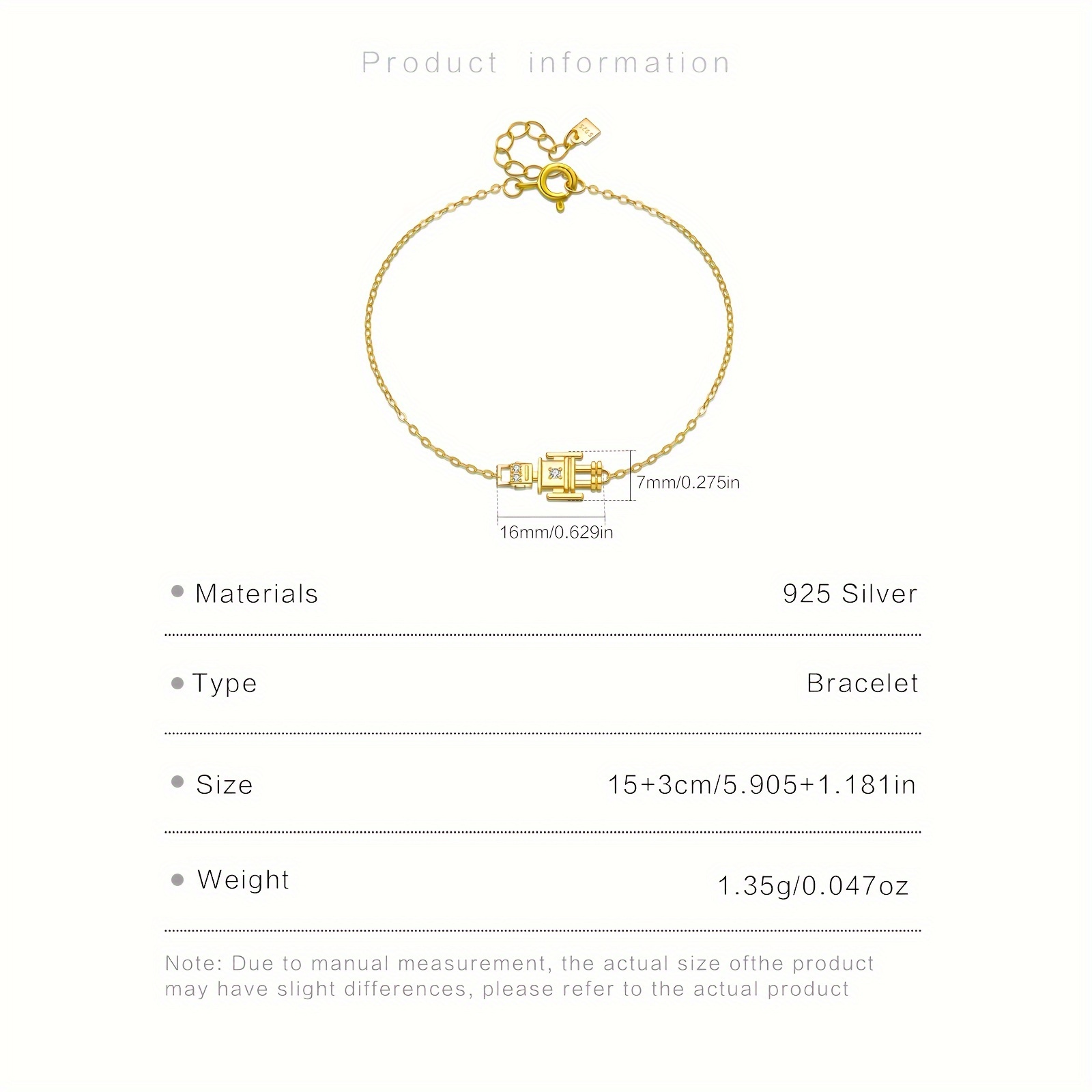 925 Silver Robot Bracelet with Zirconia, for Girlfriend